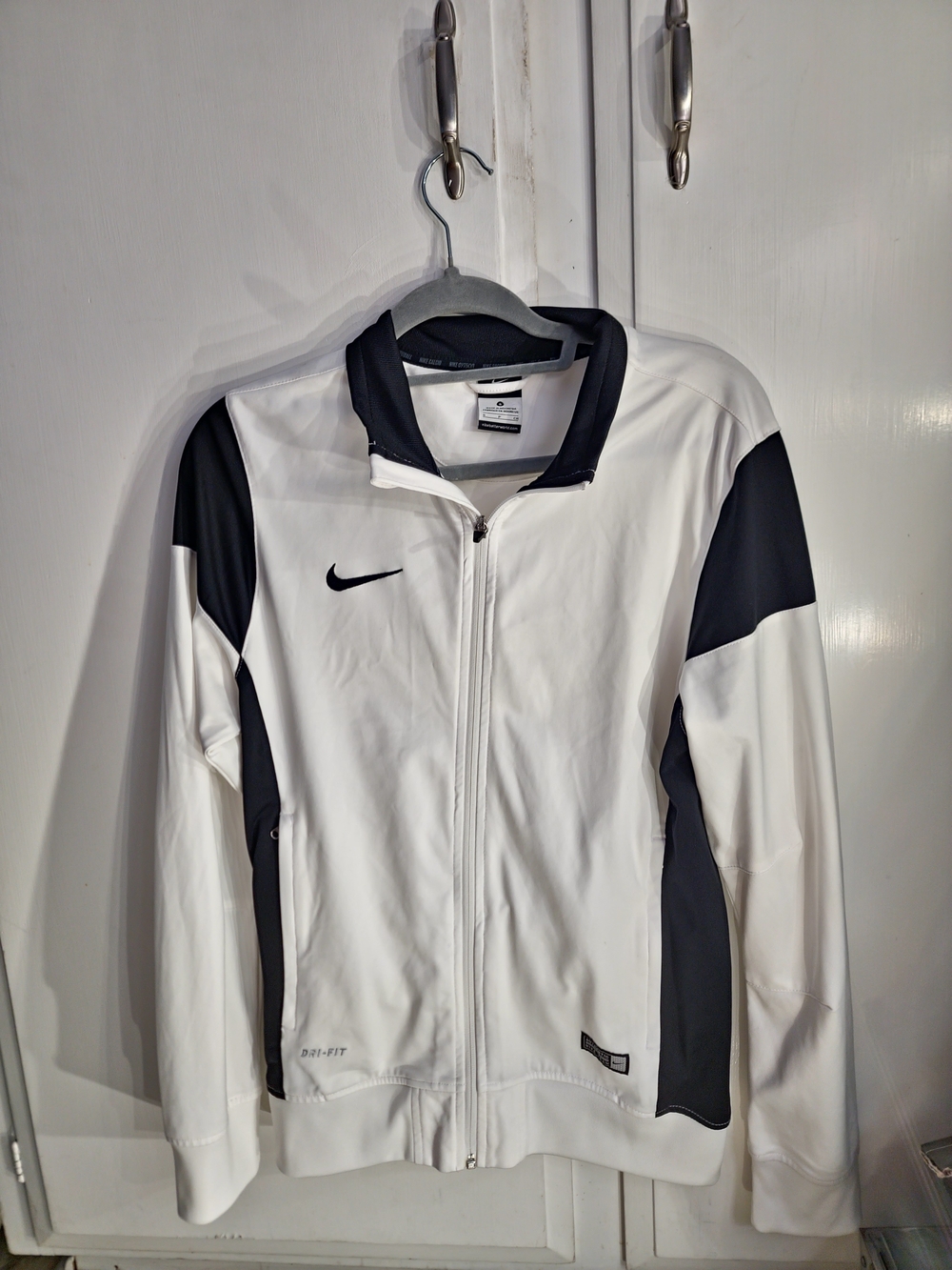 Nike White and Black Performance Dri Fit Full-Zip Jacket Size S